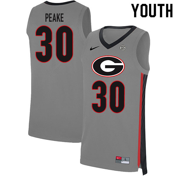 2020 Youth #30 Mike Peake Georgia Bulldogs College Basketball Jerseys Sale-Gray